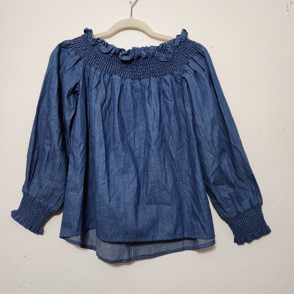 Amoli Off Shoulder Lightweight Denim Top